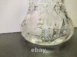 American Brilliant Intaglio Daisy Pattern Cut Glass Flared Vase