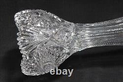 American Brilliant Period ABP Cut Crystal Glass Trumpet Vase 14 High Zipper Cut