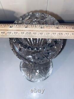 American Brilliant Period ABP Cut Glass Chalice Vase Sawtooth Rim. 8.75H. 1532G