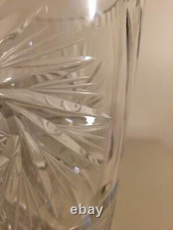 American Brilliant Period ABP Cut Glass Heavy Clear, Pinwheel, Tall Vase, 8H