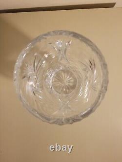 American Brilliant Period ABP Cut Glass Heavy Clear, Pinwheel, Tall Vase, 8H