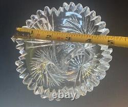 American Brilliant Period ABP Cut Glass Sawtooth Serrated Edge 10 Vase
