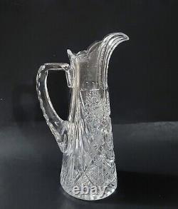 American Brilliant Period ABP Cut Glass Tankard pitcher 13 Tall Antique HEAVY