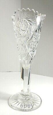 American Brilliant Period ABP Sawtooth Fan Star Cut Glass Crystal Vase