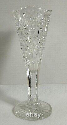 American Brilliant Period ABP Sawtooth Fan Star Cut Glass Crystal Vase