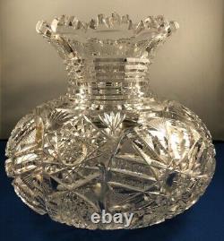 American Brilliant Period ABP Step Cut 8.5 Clear Glass Vase Bolbous VASE