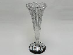 American Brilliant Period Bp Cut Glass Encased Trumpet Vase Att. J. D. Bergen