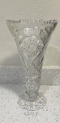 American Brilliant Period Cut Glass 12 Trumpet Vase, c. 1900