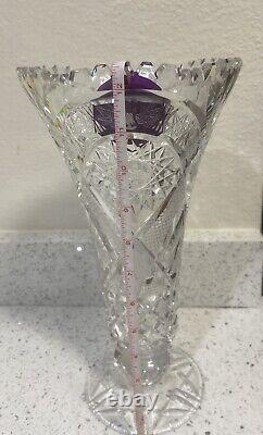American Brilliant Period Cut Glass 12 Trumpet Vase, c. 1900