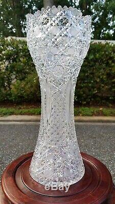 American Brilliant Period Cut Glass ABP 14 Propeller Pattern c1910 Vase
