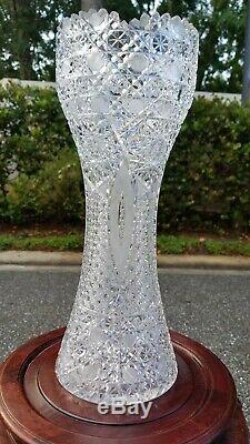 American Brilliant Period Cut Glass ABP 14 Propeller Pattern c1910 Vase