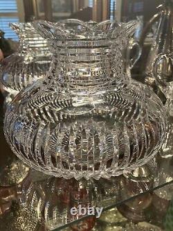 American Brilliant Period Cut Glass Flower Center Prism & Stepped Vase Abp