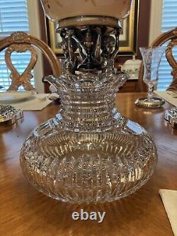 American Brilliant Period Cut Glass Flower Center Prism & Stepped Vase Abp