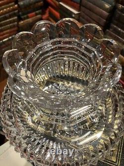 American Brilliant Period Cut Glass Flower Center Prism & Stepped Vase Abp