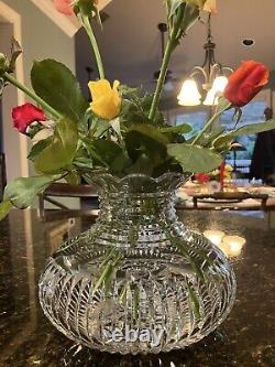 American Brilliant Period Cut Glass Flower Center Prism & Stepped Vase Abp