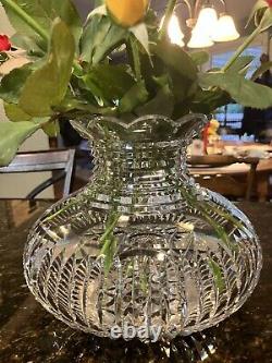 American Brilliant Period Cut Glass Flower Center Prism & Stepped Vase Abp