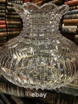 American Brilliant Period Cut Glass Flower Center Prism & Stepped Vase Abp