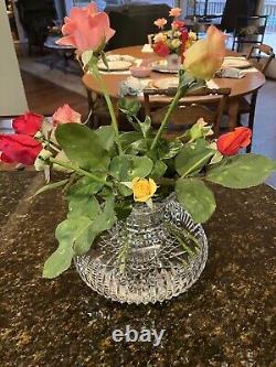 American Brilliant Period Cut Glass Flower Center Prism & Stepped Vase Abp