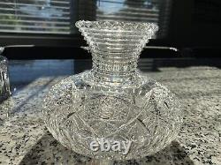 American Brilliant Period Cut Glass Squat Form Flower Vase