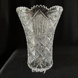 American Brilliant Period Cut Glass Vase 10 1/4Tall