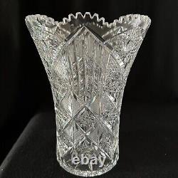 American Brilliant Period Cut Glass Vase 10 1/4Tall