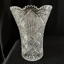 American Brilliant Period Cut Glass Vase 10 1/4Tall