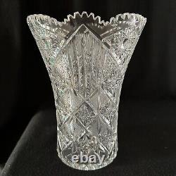 American Brilliant Period Cut Glass Vase 10 1/4Tall