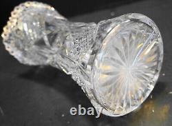 American Brilliant Period Cut Glass Vase Diamonds Stars Zippers Circle
