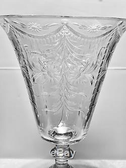 American Brilliant Period Cut and Engraved Glass LG Chalice Vase PAIRPOINT