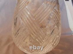 American Brilliant Period Deep Cut Crystal Vase Thatched Pattern 10 Tall (M)