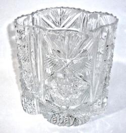 American Brilliant Period Deep Cut Hobstar Heavy Lead Crystal 6.5 x 6.5 Vase