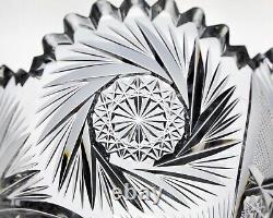 American Brilliant Prism Vesica Swirl and Pinwheel Cut Corset Vase, Antique 12