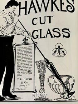 American Brilliant cut Glass Vase Signed Hawks- Pattern Navarre