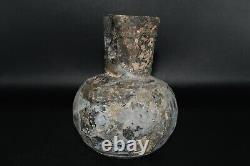 Ancient Sasanian Cut Glass Vase with Beautiful Color & Patina Ca. 6th Century AD