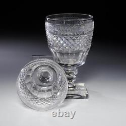 Anglo Irish Handblown Cut Crystal Wine Glass Water Goblets Square Base 6 6pcs
