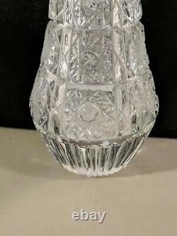 Antique 12 Tall American Brilliant ALL-OVER Cut Etched Glass Corset Signed Vase