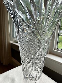 Antique 14 ABP Cut Glass Everett Pattern By Higgins & Seiter Trumpet Vase