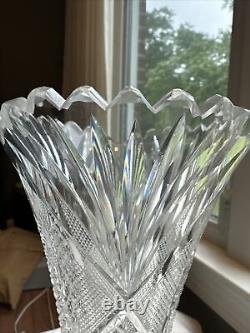 Antique 14 ABP Cut Glass Everett Pattern By Higgins & Seiter Trumpet Vase