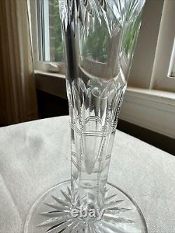 Antique 14 ABP Cut Glass Everett Pattern By Higgins & Seiter Trumpet Vase