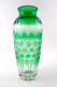 Antique 8.5 Vase Emerald Green'cut To Clear' Durand Lead Crystal C. 1925