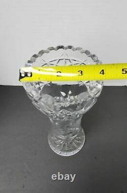 Antique ABP American Brilliant Cut Glass Crystal 10 Corset Hobstar Flower Vase