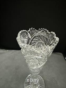 Antique ABP American Brilliant Period Cut Glass 12 Trumpet Vase