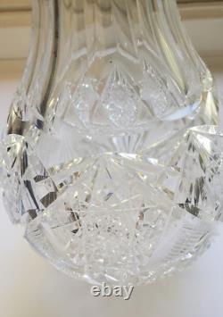 Antique ABP American Brilliant Period Cut Glass Vase Flared Top Zipper 12 inch