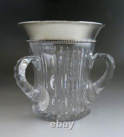 Antique ABP Brilliant Cut Glass Sterling Silver Fradley Loving Trophy Cup Vase