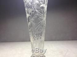 Antique ABP Brilliant Period Cut Glass Libbey Vintage Pattern Vase Signed