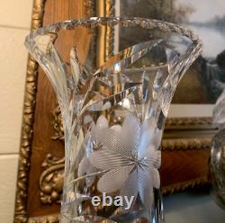 Antique ABP Cut Glass Dorflinger Blank Floral Cutting 18 1/2 Pedestal Vase
