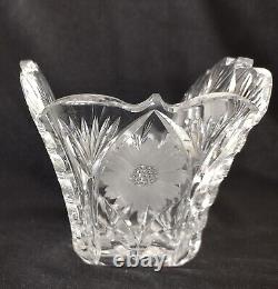 Antique ABP Rectangular Ferner Vase Flowers Notching Fans Stars Fry Glass C1918