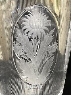 Antique Abp Sinclaire Silver Threads Superior Heavy 12 Cut Glass Vase
