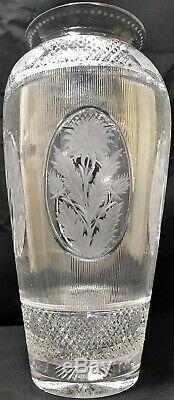 Antique Abp Sinclaire Silver Threads Superior Heavy 12 Cut Glass Vase