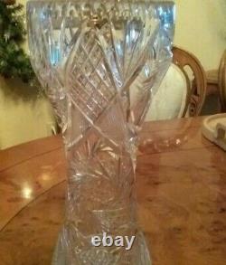 Antique American Brilliant Corset Cut Crystal Clear Ornate Vase